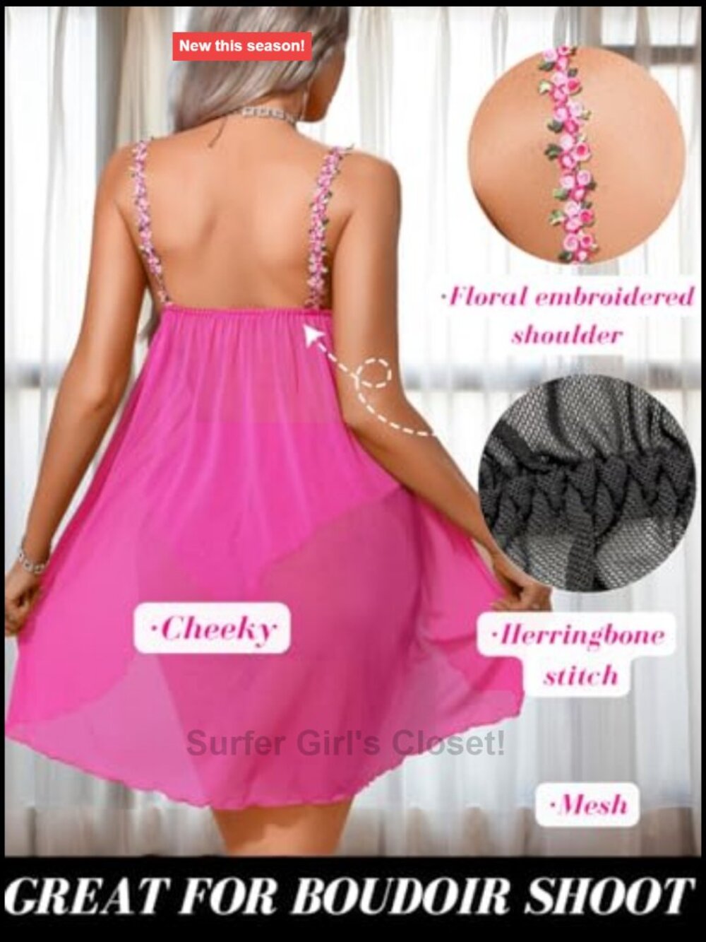 Sheer Babydoll Nightgown with Matching Cheeky Brief - Bridal Lingerie Set - Picture 3 of 6